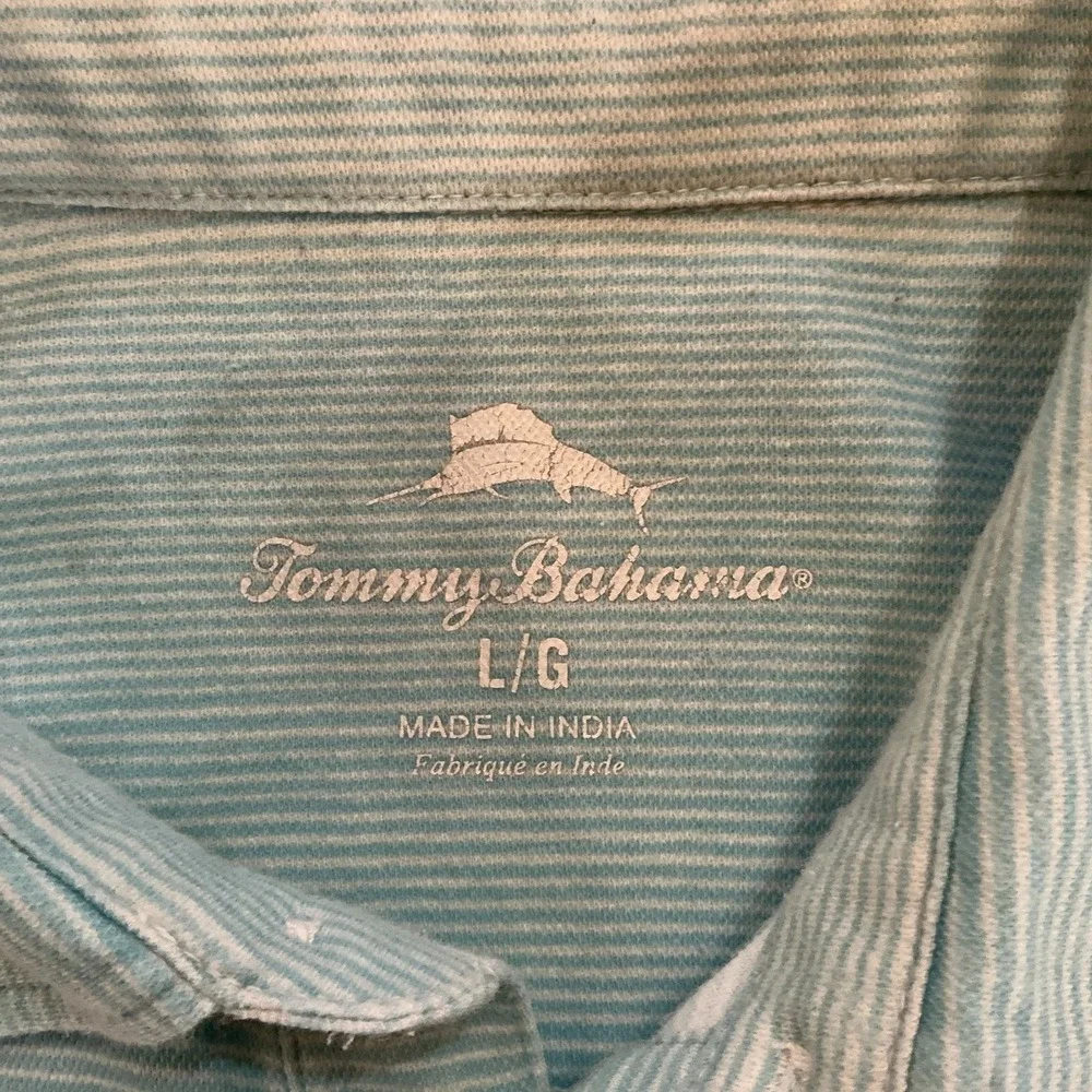 Tommy Bahama Mens Short Sleeve Polo – Light Green Cotton blend Casual Golf Shirt